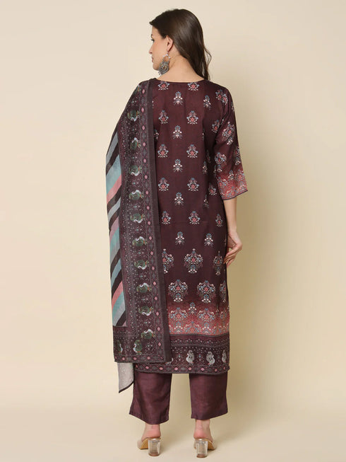 Purple Viscose Rayon Pant Suit 192310 Back View